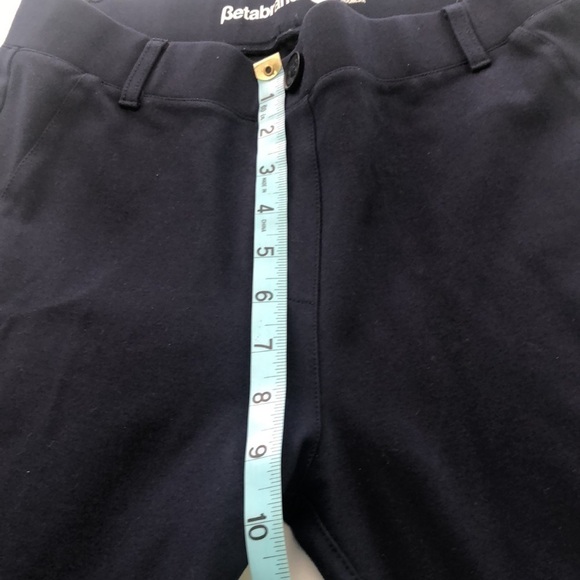 Betabrand yoga style medium S petite pants in navy w belt loops & faux pockets - Picture 3 of 6